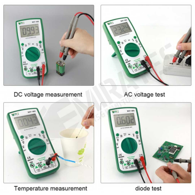 Mesure de tension continue Test de tension alternative Mesure de température Test de diode