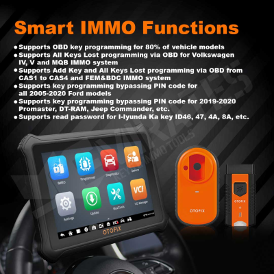Supports OBD key programming for 80% of vehicle models and All Keys Lost programming via OBD 