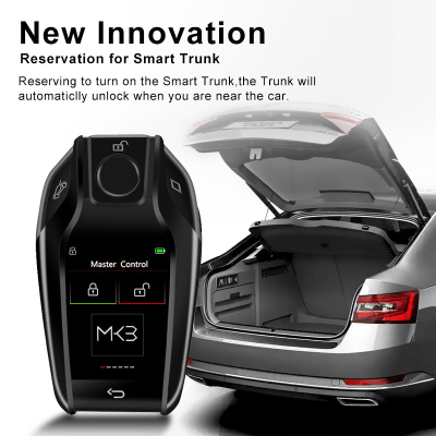 Novo kit de chave inteligente universal LCD de reposição com entrada sem chave e sistema de rastreamento de localização estilo BMW para carro IOS Cor prata Chaves dos Emirados