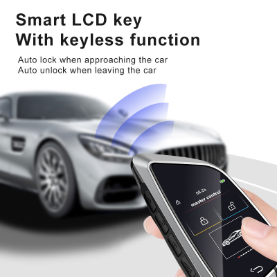 Novo kit de chave inteligente universal LCD de reposição com entrada sem chave e sistema de rastreamento de localização estilo faca de carro IOS Cor prata | Chaves dos Emirados