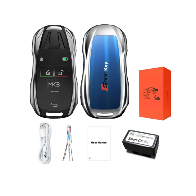 New Aftermarket LCD Universal Smart Key Kit With Keyless Entry And IOS Car Porsche Style Location Tracking System Silver Color | Emirates Keys