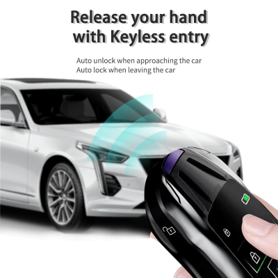 Novo kit de chave inteligente universal LCD de reposição com entrada sem chave e sistema de rastreamento de localização estilo Porsche estilo IOS para carro Cor prata | Chaves dos Emirados