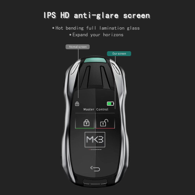 مجموعة مفاتيح ذكية عالمية جديدة لما بعد البيع LCD مع دخول بدون مفتاح ونظام تتبع موقع السيارة طراز بورش IOS باللون الفضي | مفاتيح الإمارات