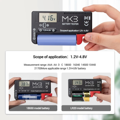 Yeni Akü Üniversal Test Cihazı MK3 Tüm (1,2V - 4,8V) Piller ve 9V Piller için Dijital tip | Emirates Anahtarları