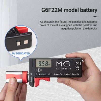 Novo testador universal de bateria tipo digital MK3 para todas as baterias (1,2 V - 4,8 V) e baterias de 9 V | Chaves dos Emirados