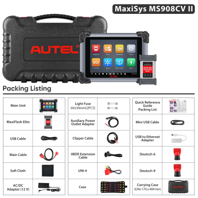 Nuovo tablet di diagnostica e assistenza per veicoli commerciali pesanti Autel MaxiSYS MS908CV II OBD2 2024 | Chiavi degli Emirati
