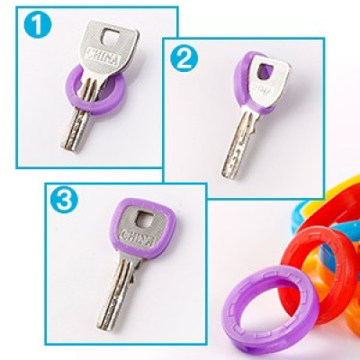 Porte-clés en silicone Boîte de 200 pièces colorées Toppers