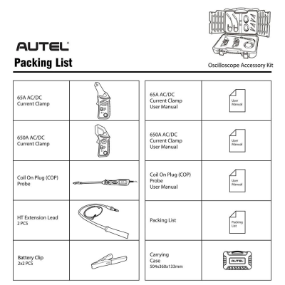 autel-msoak-maxisys-oscilloscope-accessory-kit-package-list: