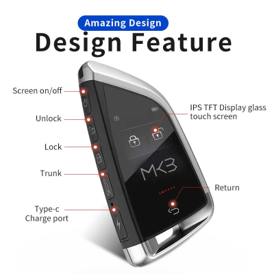 Novo kit de chave remota inteligente modificada universal lcd de reposição para todos os carros sem chave estilo FEM cor prata Chaves dos Emirados