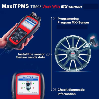 Nouvel outil de diagnostic et de service TPMS Autel MaxiTPMS TS508 Device Outil TPMS qui offre la possibilité de choisir l'un des deux modes de service à partir de l'écran d'accueil.