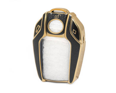 Nano Gold Leather Cover BMW Remote Key 3B Black BMW-D13J | MK3