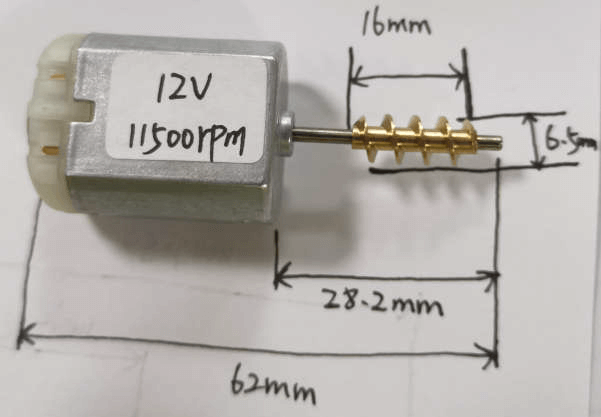 tamaño del engranaje helicoidal: Φ = 6.5 mm * L = 16 mm