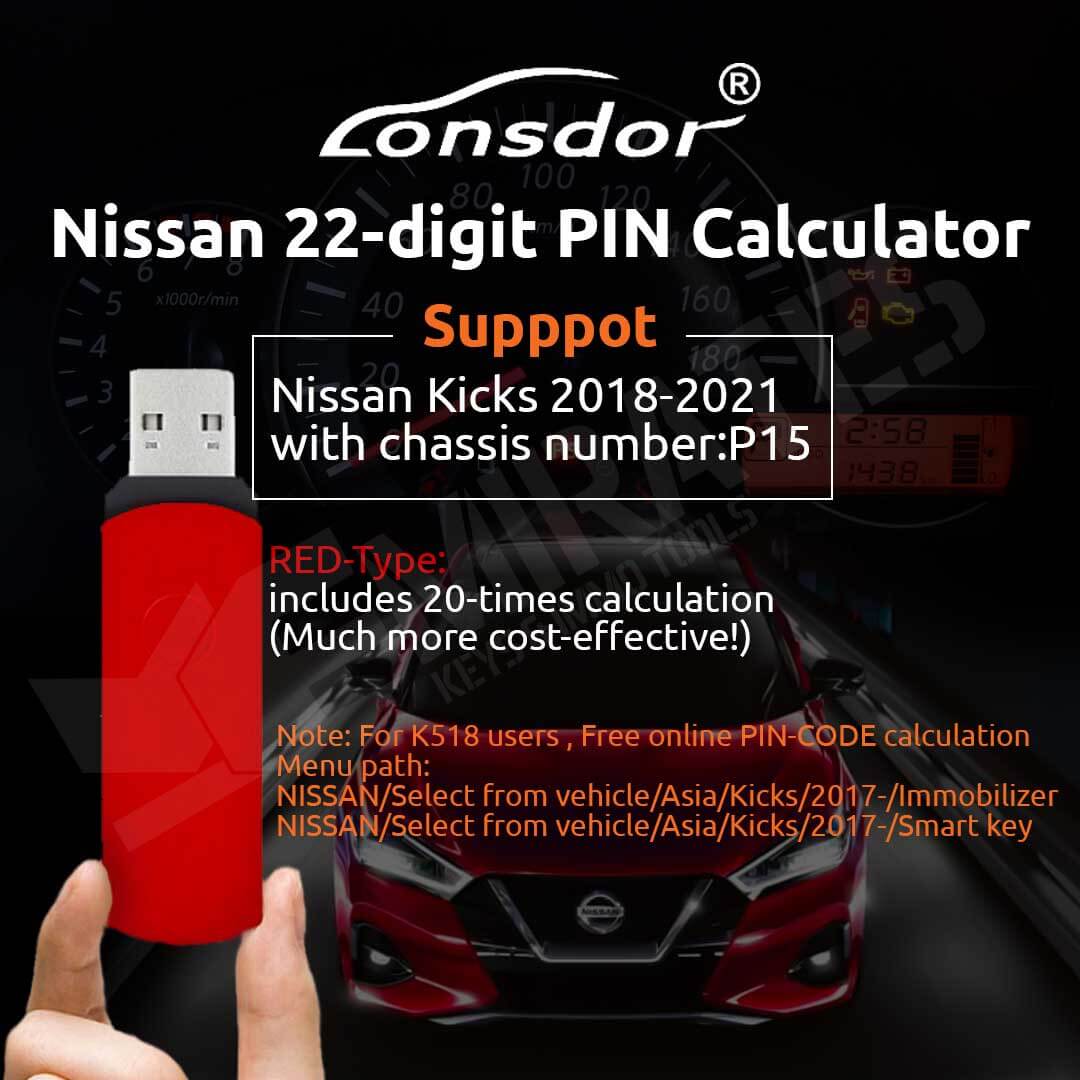 Lonsdor Nissan آلة حاسبة لرمز PIN المكون من 22 رقمًا مع حساب 20 مرة