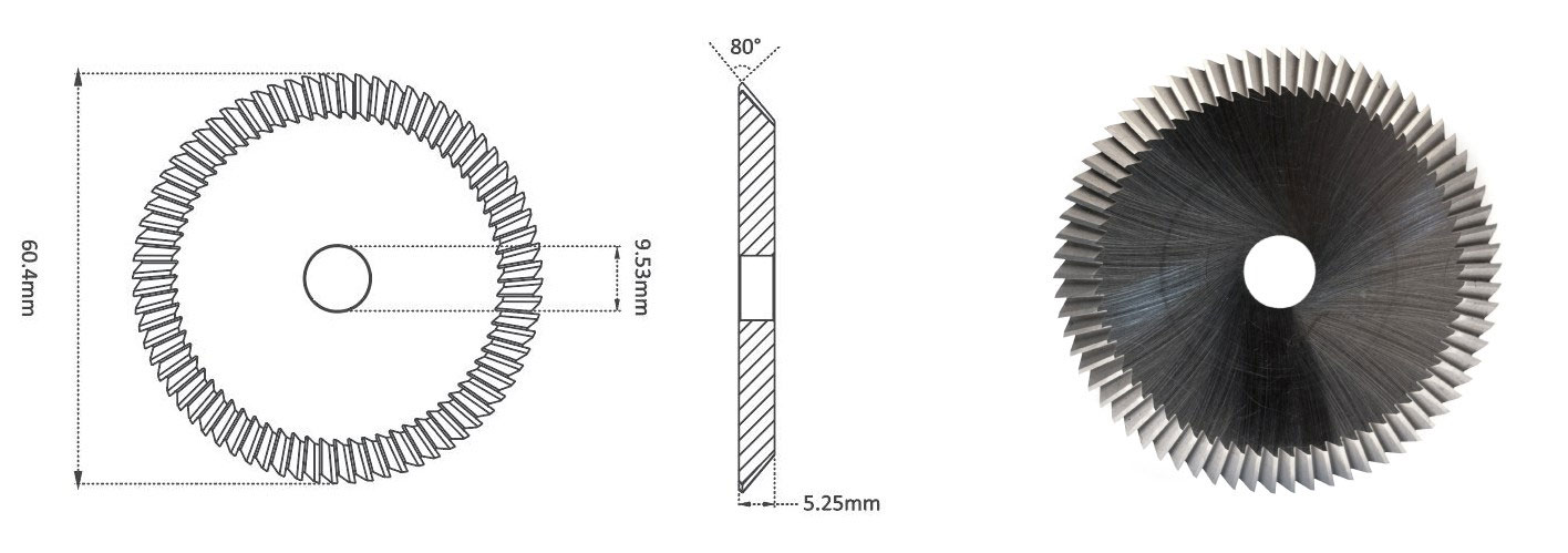 Fraise simple face 60T/80T, 60x6x16, pour découpe de clés Wenxing