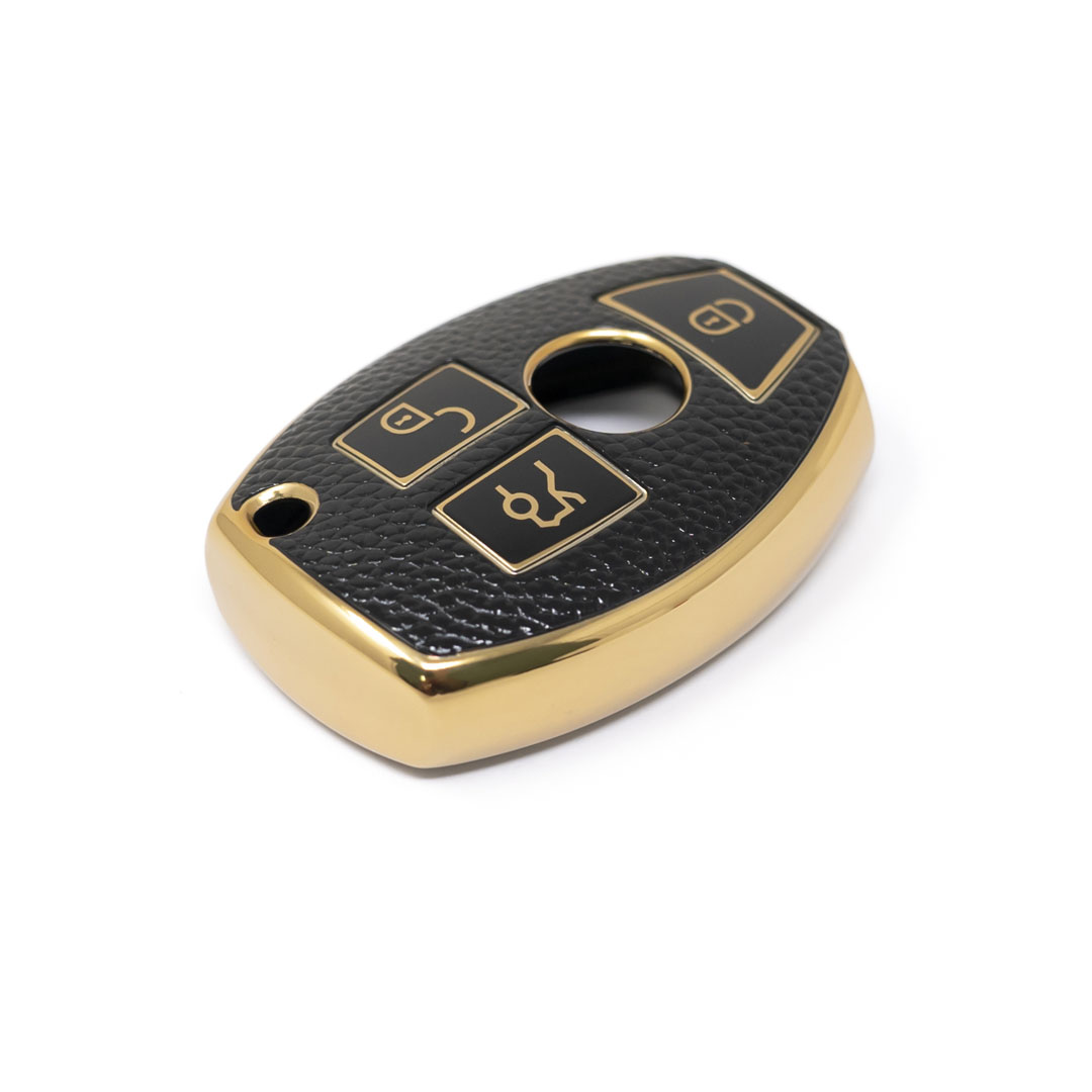 Funda de cuero Nano Gold MB Remote Key 3B Negro Benz-A13J