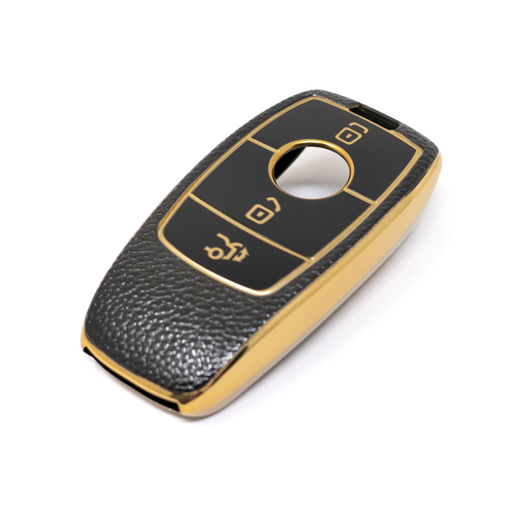 Funda de cuero Nano Gold MB Remote Key 3B Negro Benz-B13J