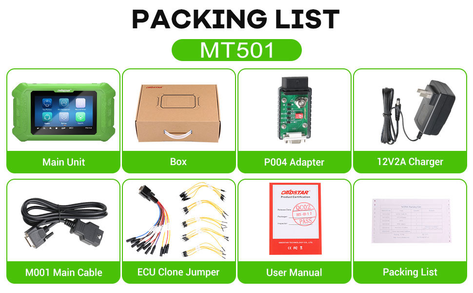 La plataforma de prueba OBDSTAR MT501 incluye: