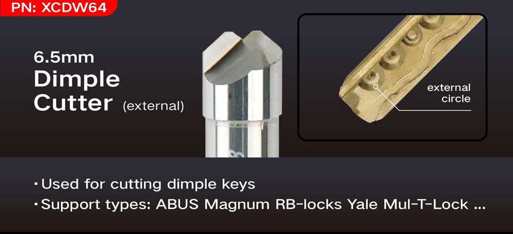 Coupe-dimple XHORSE XCDW60GL 6,0 mm (externe) pour support Condor XC-Mini Plus II : ABUS Magnum RB-locks Yale Mul-T-Lock. | Clés des Émirats