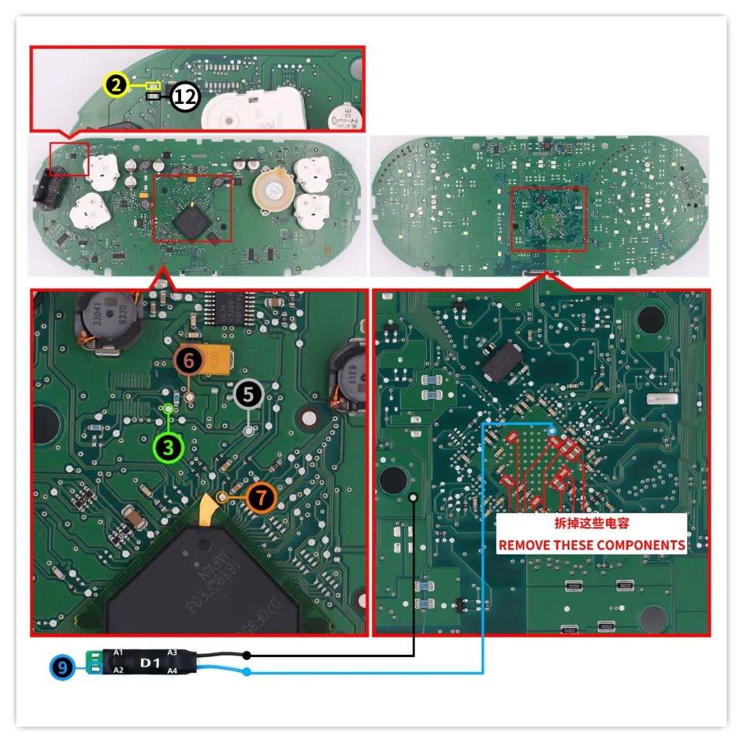 Pinout adattatore CG100X e D1 al cluster VAG MQB
