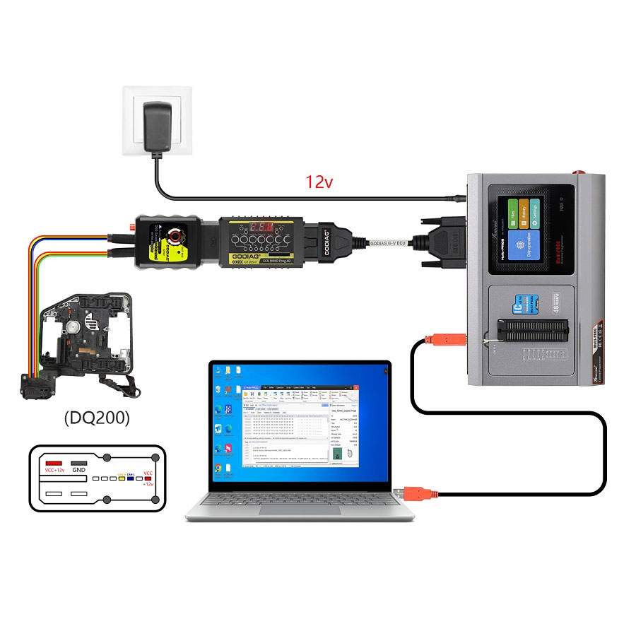 Novo cabo GODIAG G-V ECU para conectar Xhorse MULTI PROG com GT107 ou GT107+ GPT BENCH BOOT para ler e gravar dados na ECU da caixa de câmbio VAG, ECU do motor | Emirates Keys