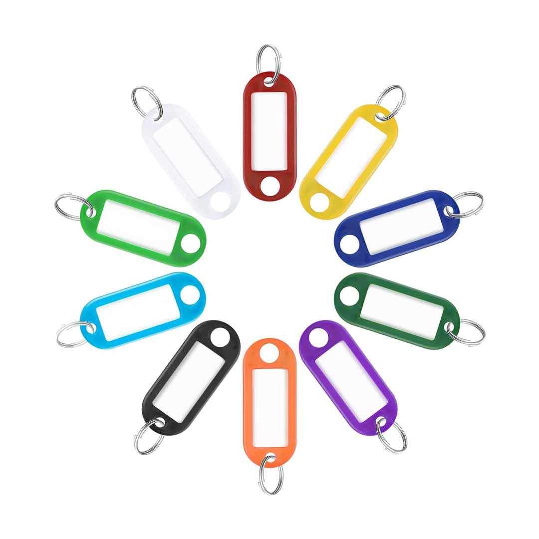50 Pcs PP Plastic Key Tags Colorful Key Labels with Ring Useful Luggage  Tags Baggage Handbag ID Tags Key Tags with Container 