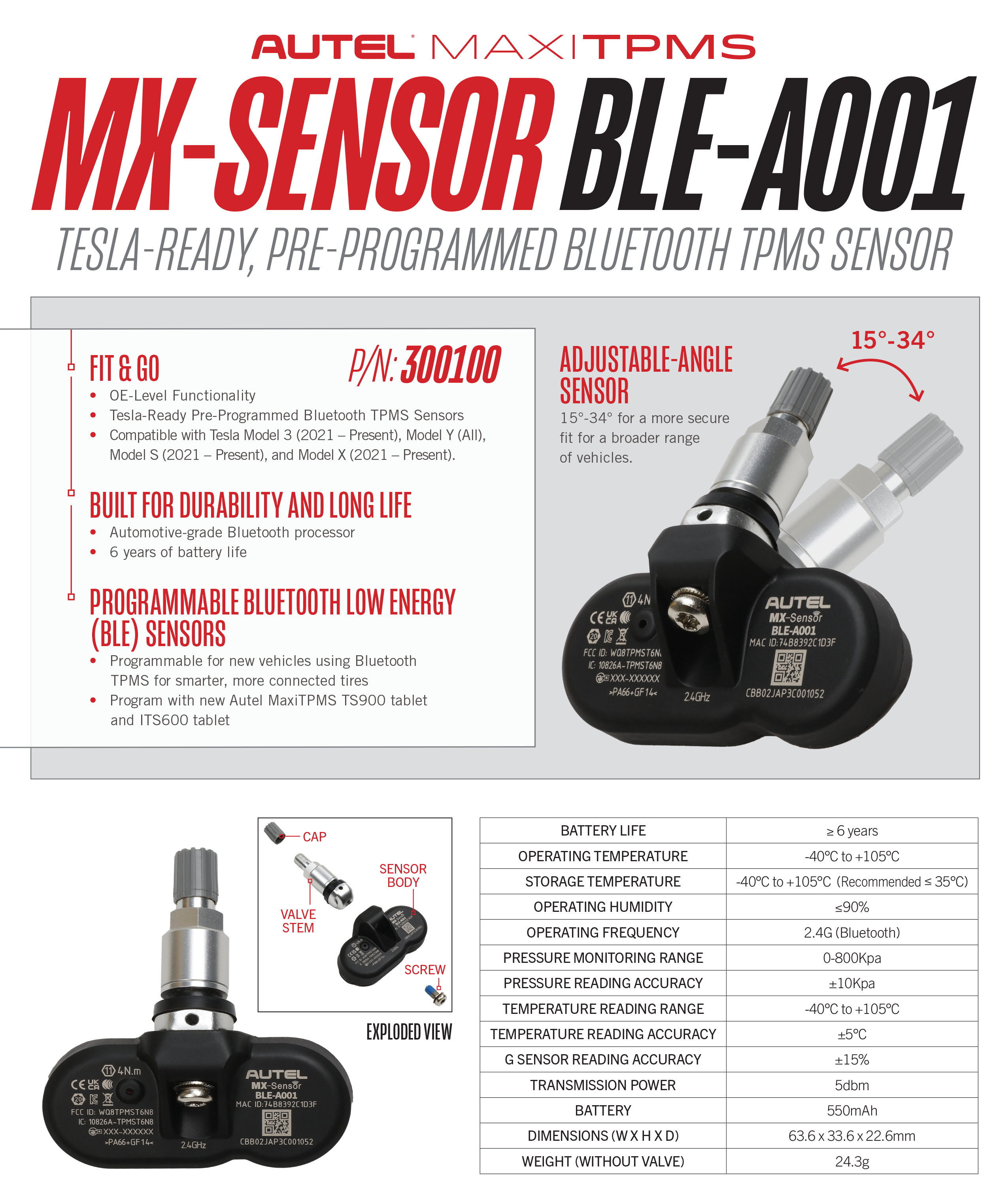 Nuevo sensor MX-Sensor BLE-A001 de Autel, preprogramado, compatible con Tesla y programable para vehículos con tecnología BLE | Emirates Keys
